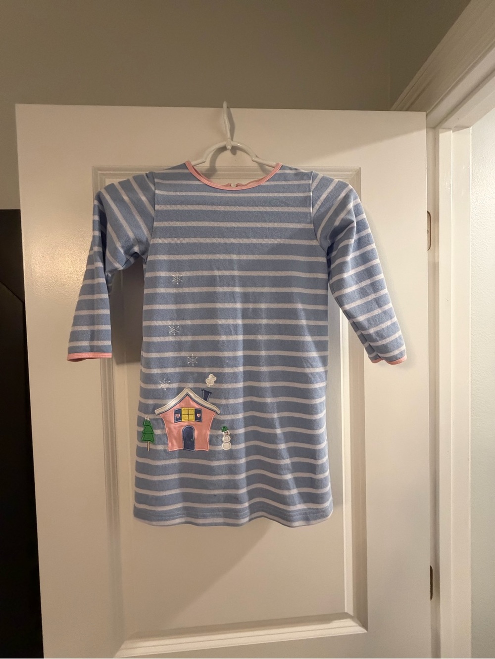Florence Eiseman light blue and white striped holiday dress. Size 6